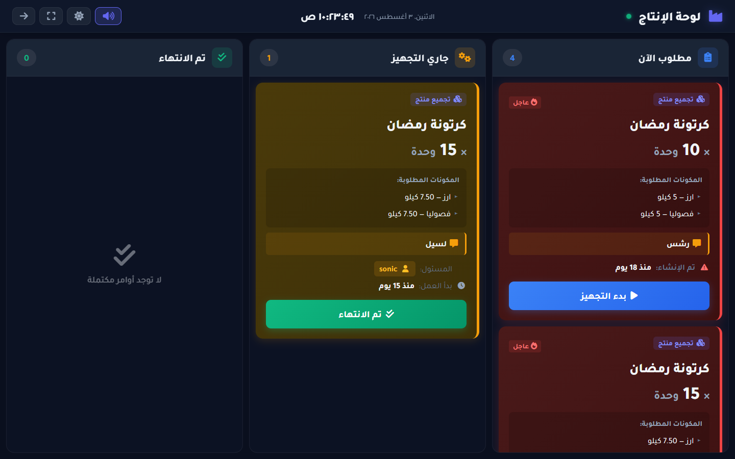لوحة المتابعة التلفزيونية للإنتاج