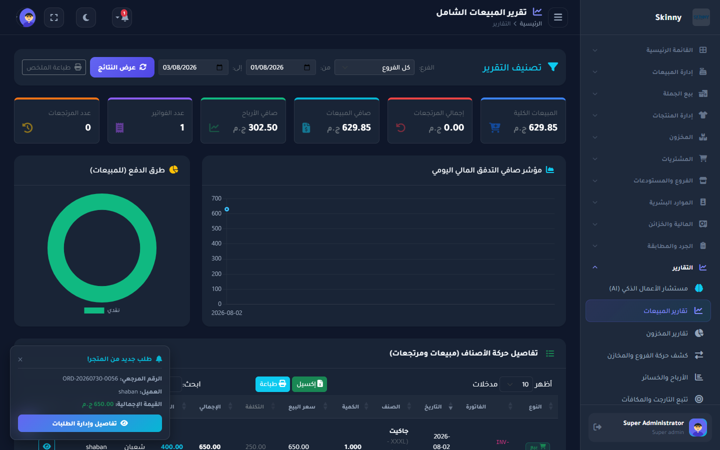 تقارير المبيعات